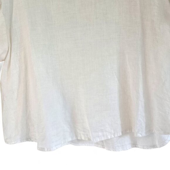 Reistor Womens White Hemp Blouse 2XL Round Neck Cap Sleeve - Picture 9 of 12